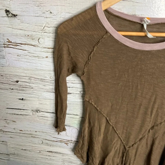 Intimately free people brown pink distressed too blouse size xs - Picture 3 of 11